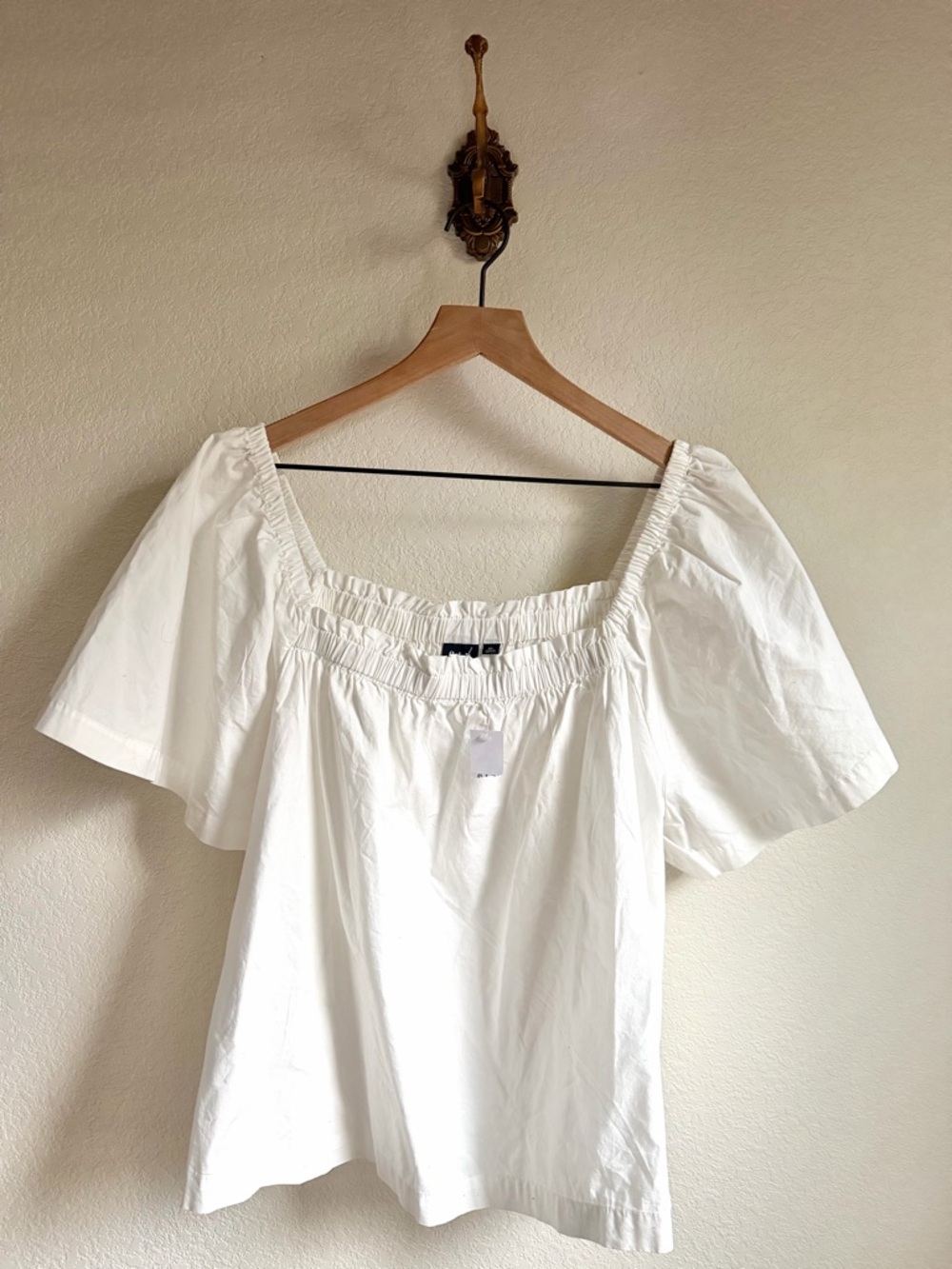 NWT GAP White Square-Neck Cotton Poplin Blouse